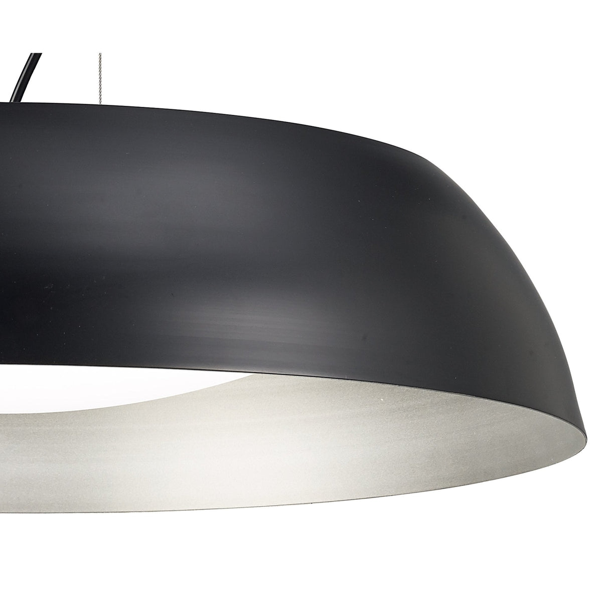 Argenta Large 30W LED Pendant in Matte Black with Silver and White Acrylic, Warm White Light, 3-Year Warranty