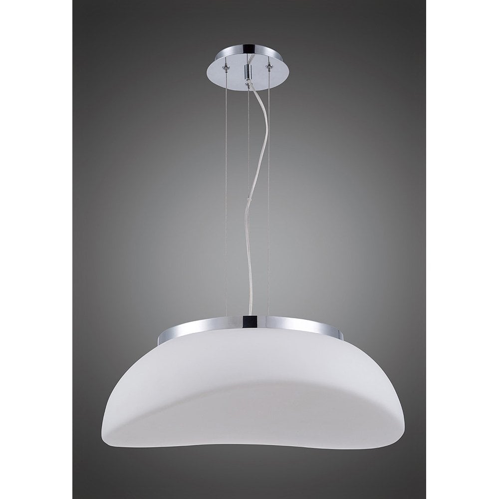 Elegant Opal Triple Pendant Light in Polished Chrome with Frosted White Glass