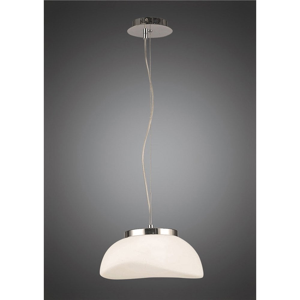 Elegant Opal Pendant Light with Polished Chrome and Frosted White Glass