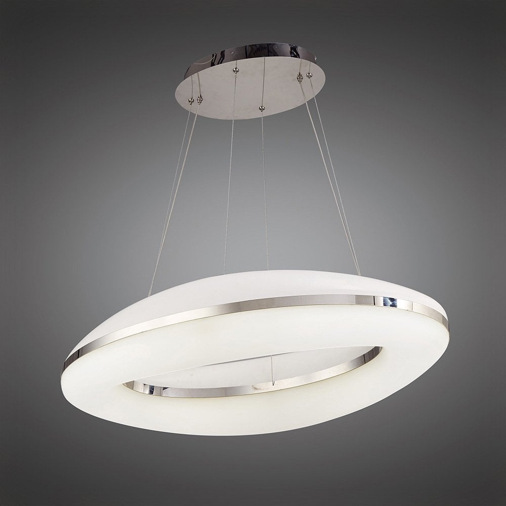 Oakley Halo Pendant Light 80W LED, Warm White 3000K, Polished Chrome & Frosted Acrylic, 3-Year Warranty