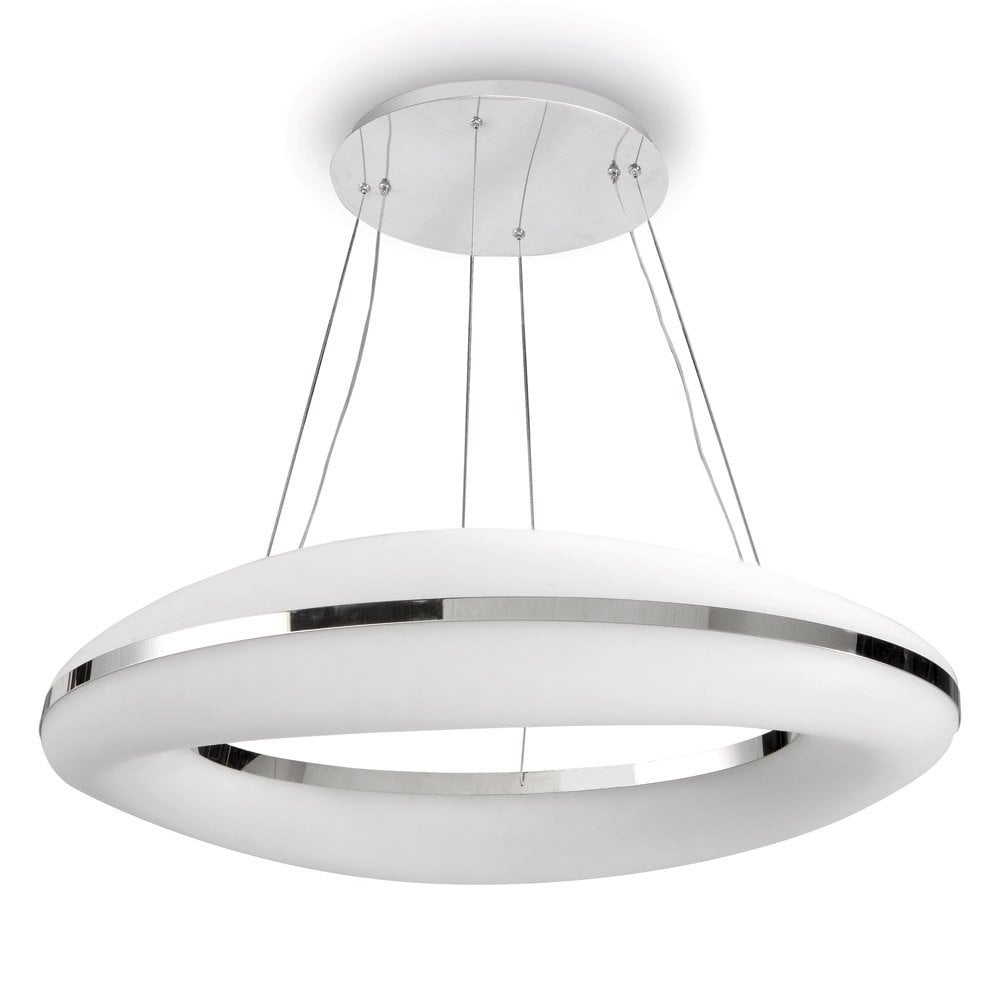 Oakley Halo Pendant Light 80W LED, Warm White 3000K, Polished Chrome & Frosted Acrylic, 3-Year Warranty
