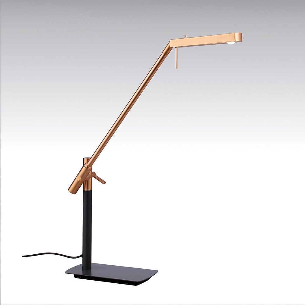 Phuket LED Table Lamp, Copper/Anthracite Finish, Warm White 3000K, Touch Dimmer, 3-Year Warranty