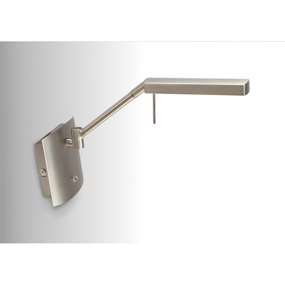 Phuket LED Wall Lamp in Satin Nickel with Adjustable Touch Dimmer - 3-Year Warranty