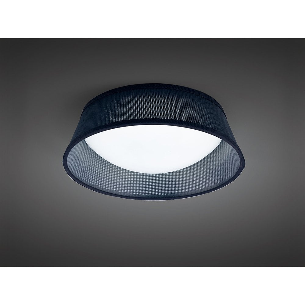Nordica 12W LED Flush Ceiling Light, 32CM Black/Opal White, Warm Glow, 3-Year Warranty