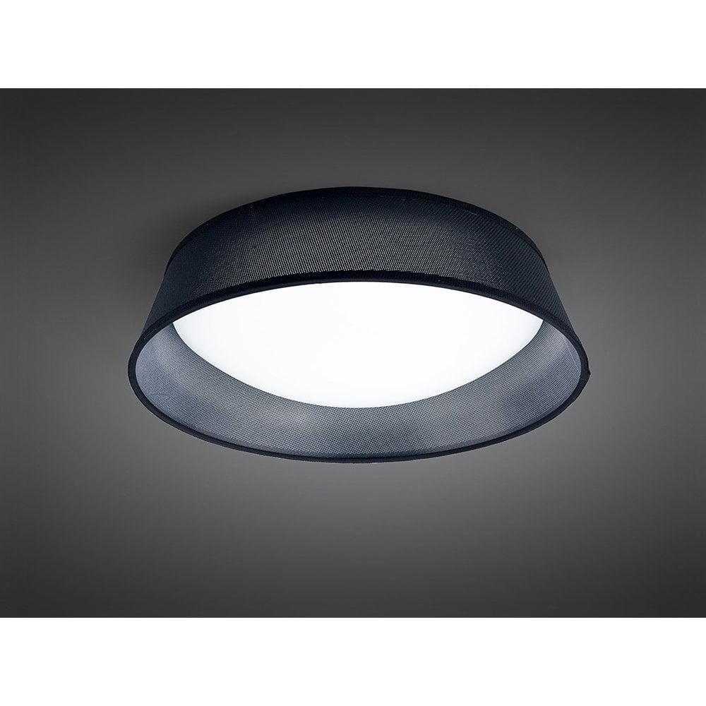 Nordica 45CM Black LED Ceiling Light - 3000K Warm White, Opal Shade, 3-Year Warranty