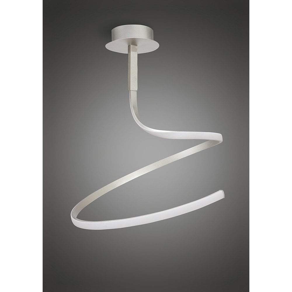Nur Semi Ceiling Light 30W LED - Silver/Frosted Chrome, 525mm, 3000K Warm White