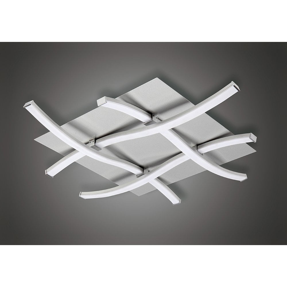 Nur Ceiling Light: 34W LED, 3000K Warm White, Silver and Frosted Acrylic Design, 3-Year Warranty