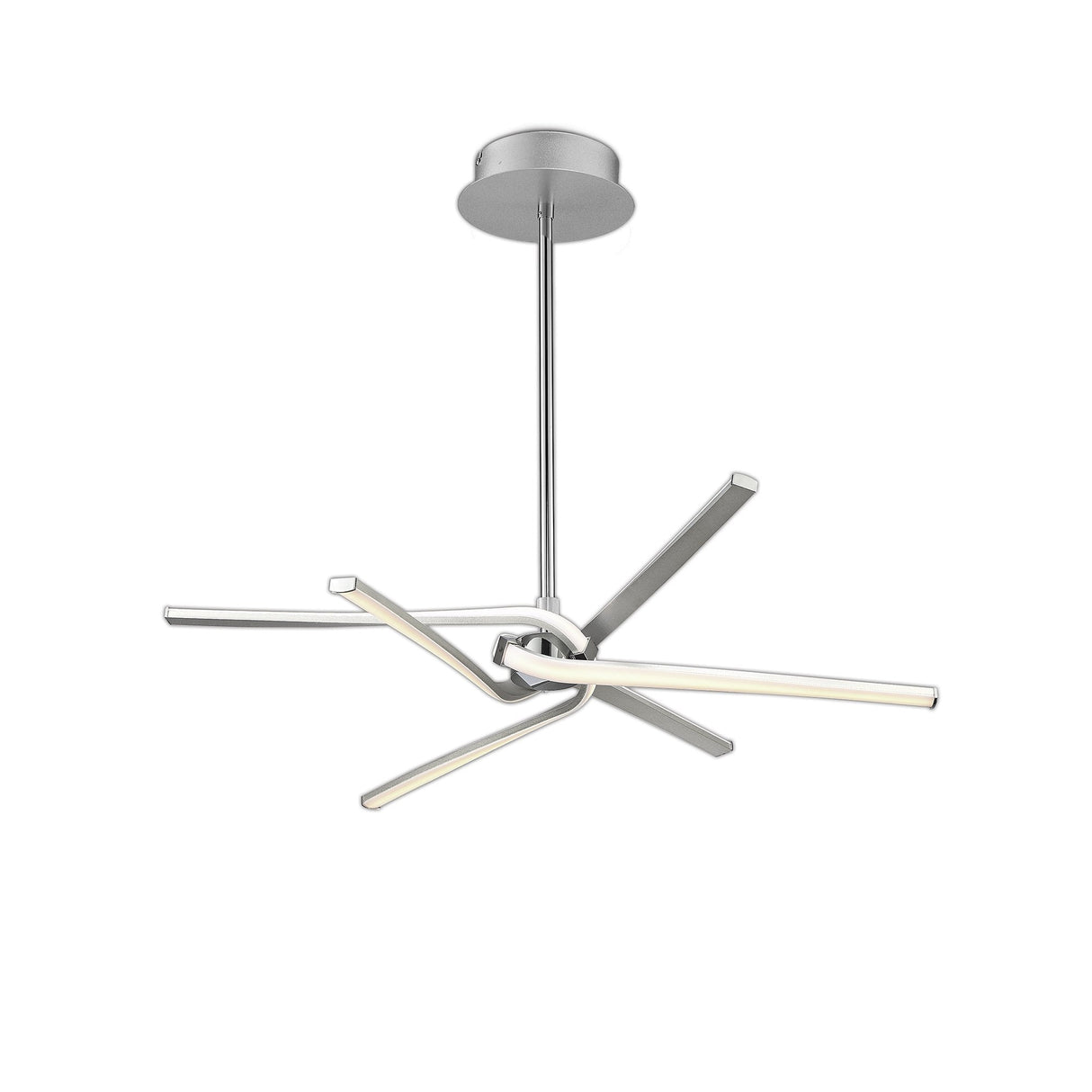 Knot Telescopic Semi Ceiling LED Light with Curved Arms - 45W, Silver & Chrome Elegance, 3000K Warm White