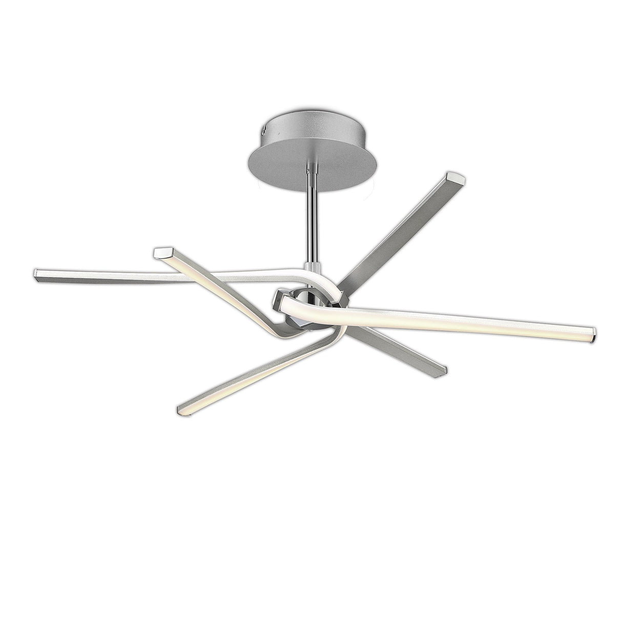 Knot Telescopic Semi Ceiling LED Light with Curved Arms - 45W, Silver & Chrome Elegance, 3000K Warm White