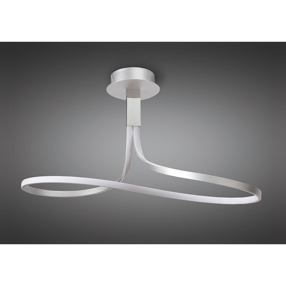 Nur Semi Ceiling LED Light 40W, 3000K Warm White, Dimmable, Silver/Chrome Finish with Frosted Acrylic, 3-Year Warranty