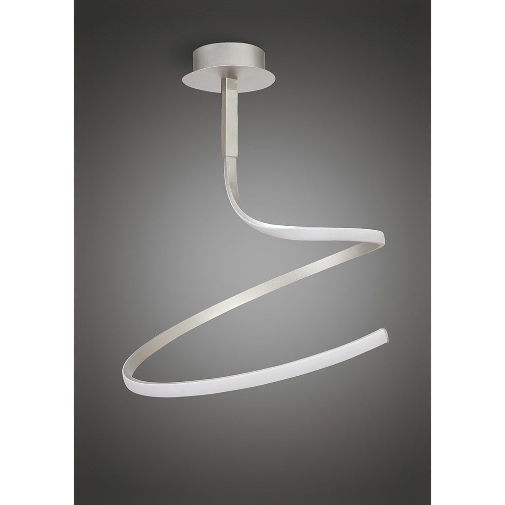 Sleek Nur Semi Ceiling Light: 30W LED, Dimmable, Silver & Chrome Finish, 3000K Warm White