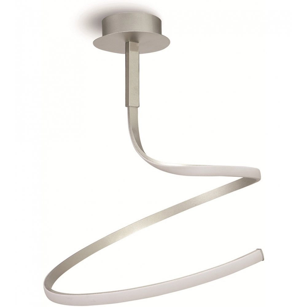 Sleek Nur Semi Ceiling Light: 30W LED, Dimmable, Silver & Chrome Finish, 3000K Warm White