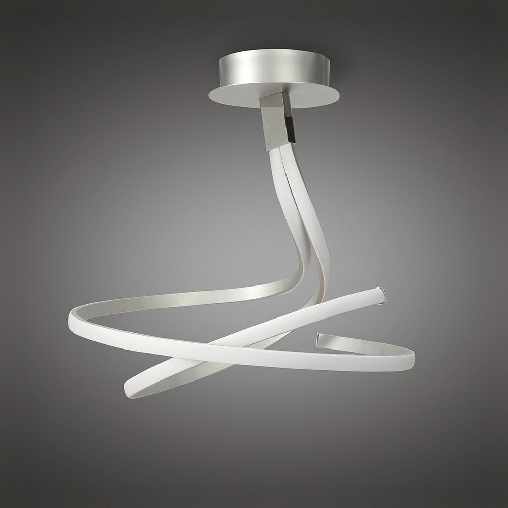 Nur Semi Ceiling Light - 50W LED, 3000K Warm White, 4000lm, Dimmable, Silver/Chrome Finish, 3-Year Warranty