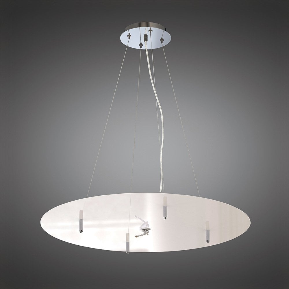 Nordica Pendant Light 90CM, Chrome Finish with White Acrylic Design