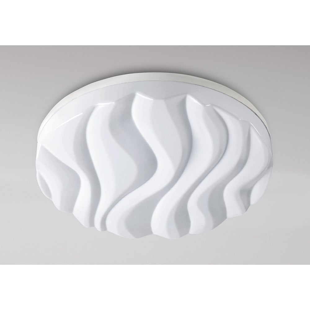 Arena Collection: Large Round 45W LED Ceiling/Wall Light, IP44, 3000K Warm White, Matt White Finish