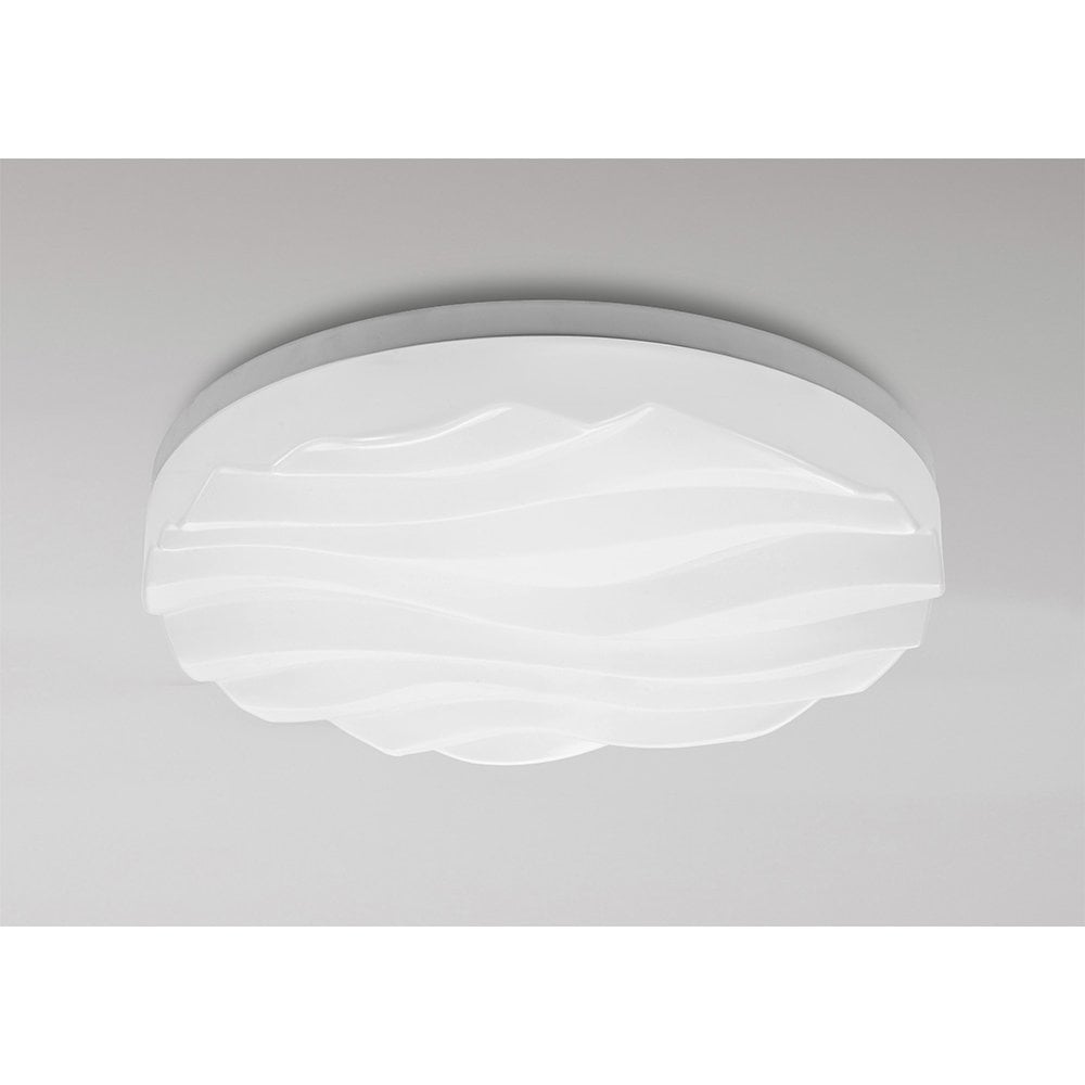 Arena LED Ceiling/Wall Light - Medium Round 36W, Wave Design, Matt White