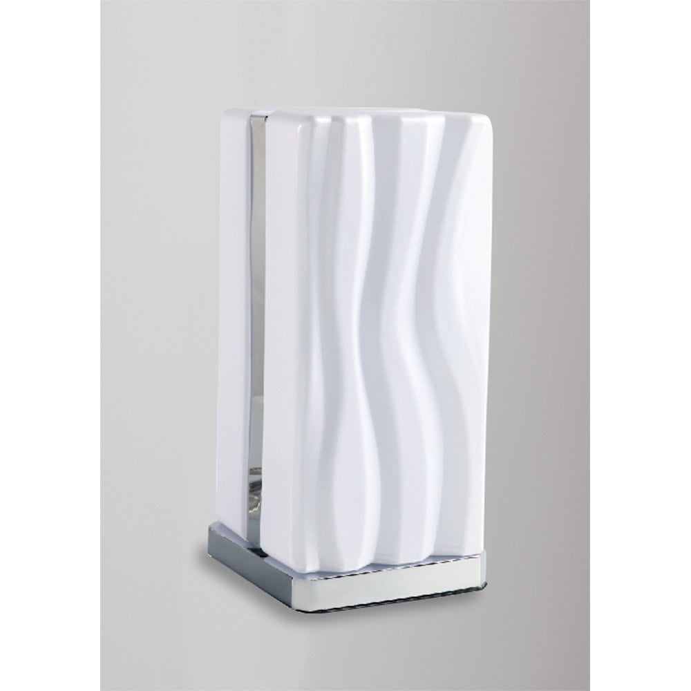Arena LED Table Lamp 8W, Polished Chrome & White Acrylic, 3000K Warm Light, 3-Year Warranty