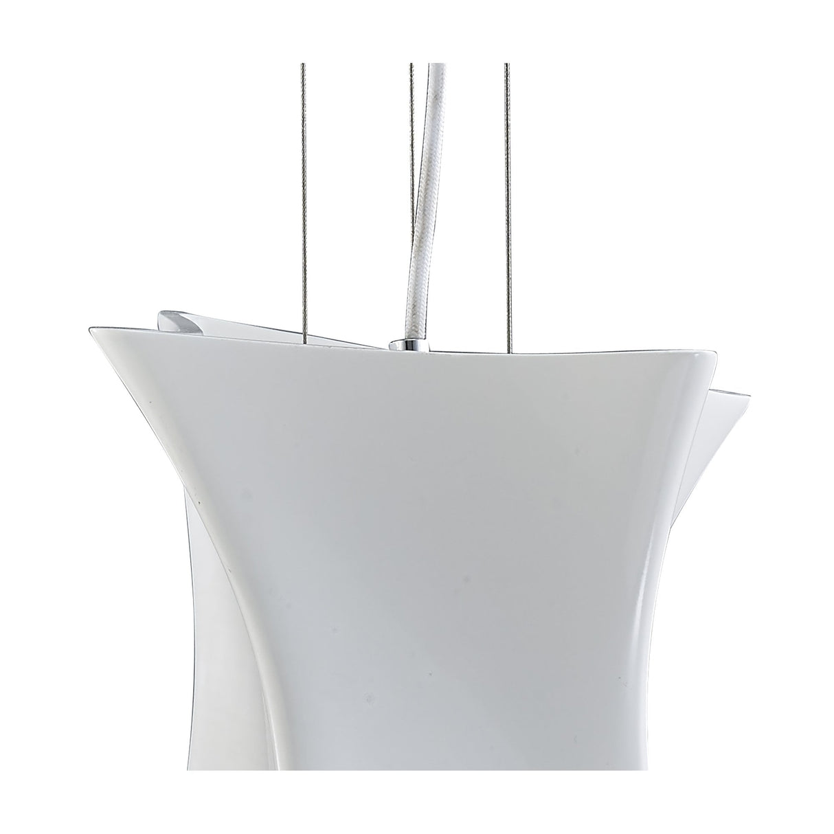 Contemporary Twist Pendant Light in Gloss White and Chrome Finish