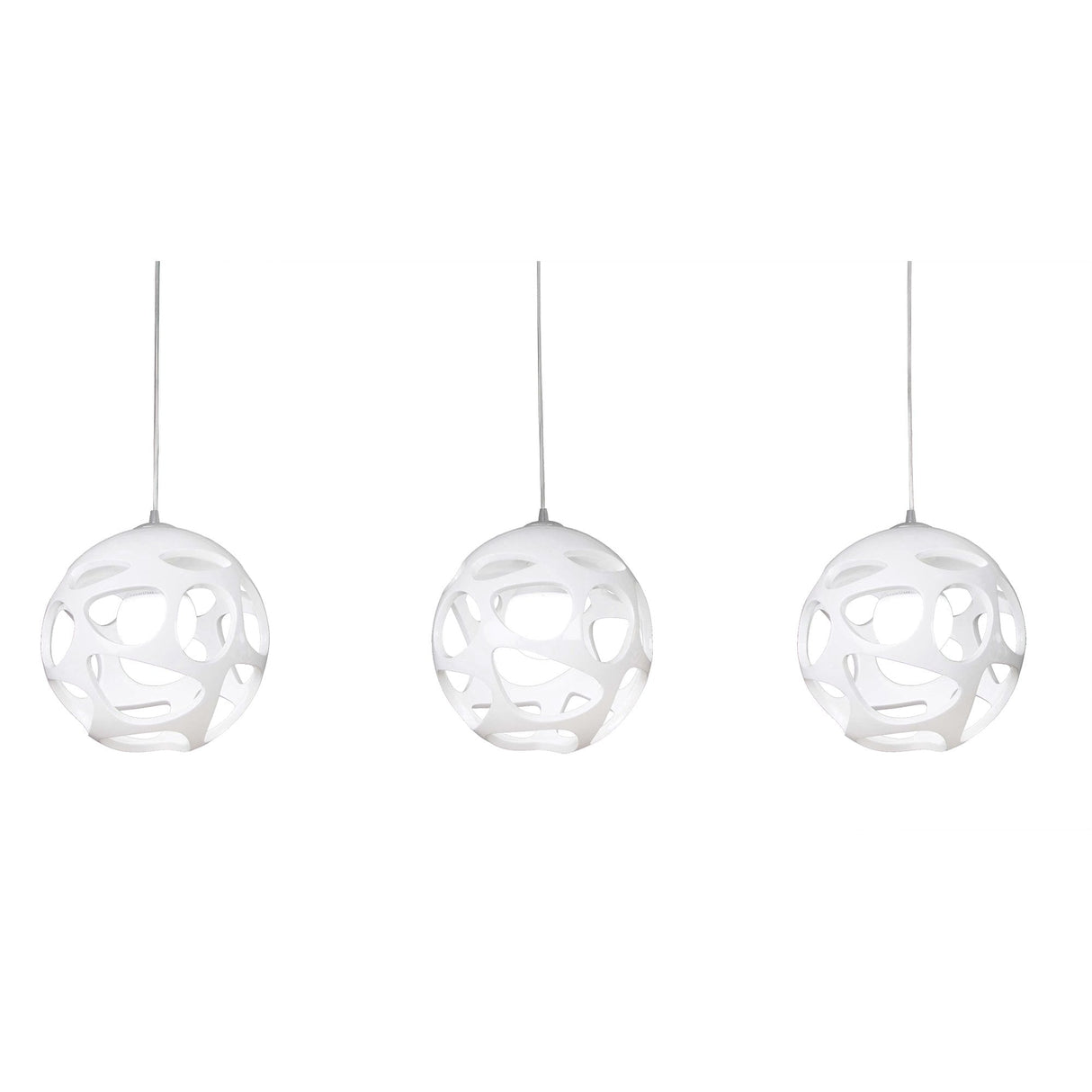 Organica 3-Light Pendant E27, Gloss White & Polished Chrome