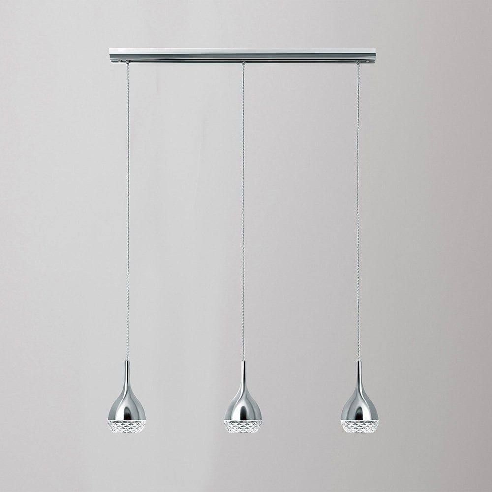 Khalifa Polished Chrome 3-Light Pendant by Santiago Sevillano