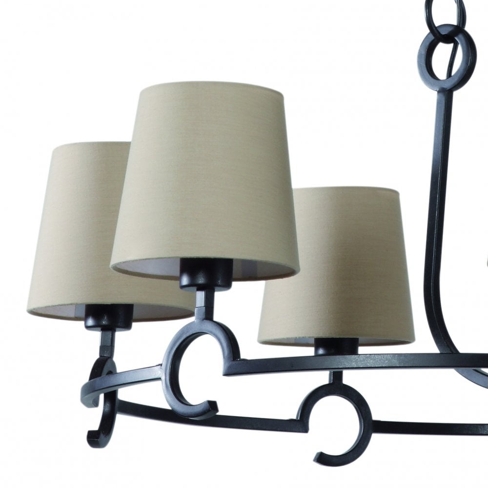 Argi Pendant Light: Artistic 6-Light Fixture with Brown Oxide Finish and Taupe Shades by Jose Ignacio Ballester