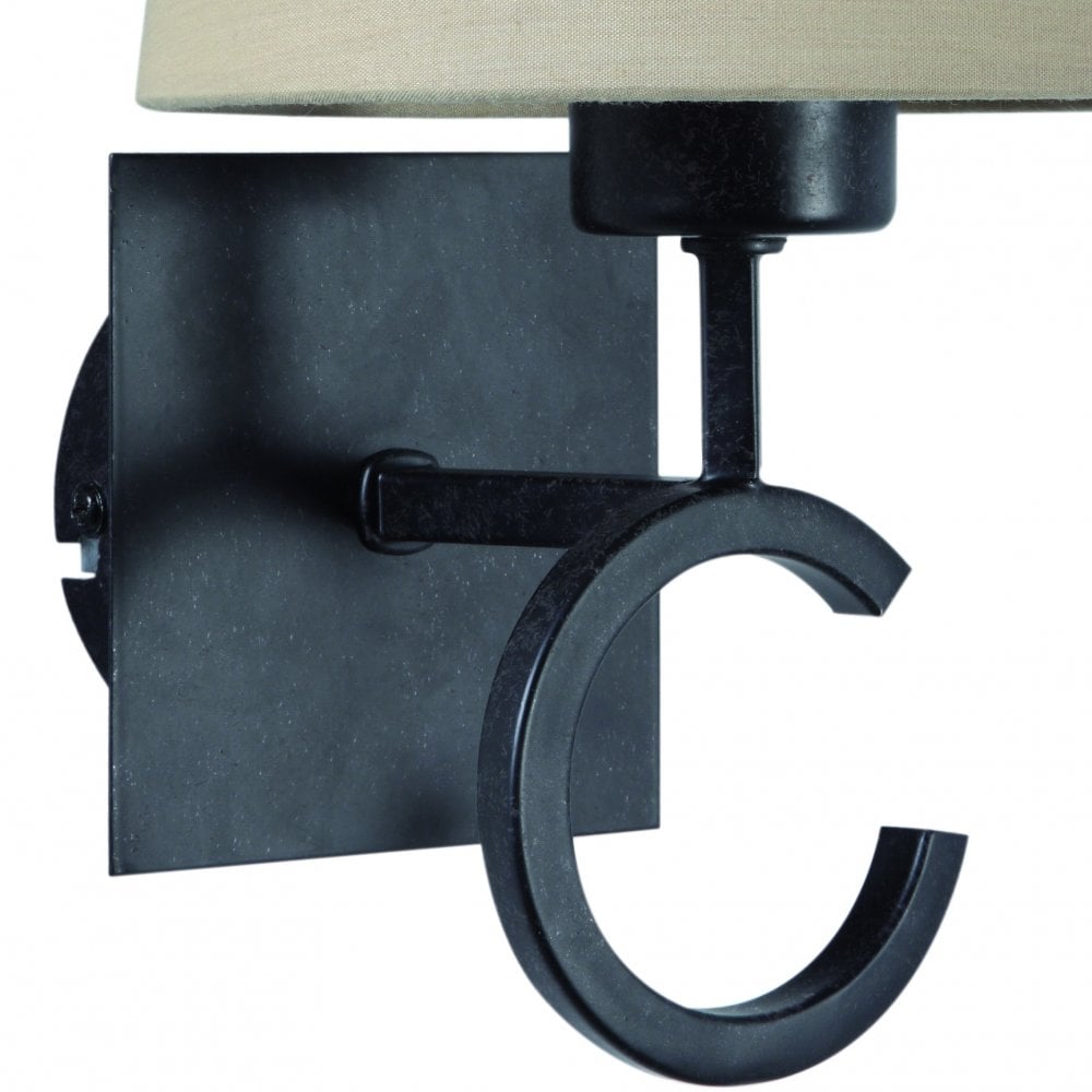Argi Wall Lamp with Taupe Fabric Shade and Brown Oxide Finish by Jose Ignacio Ballester