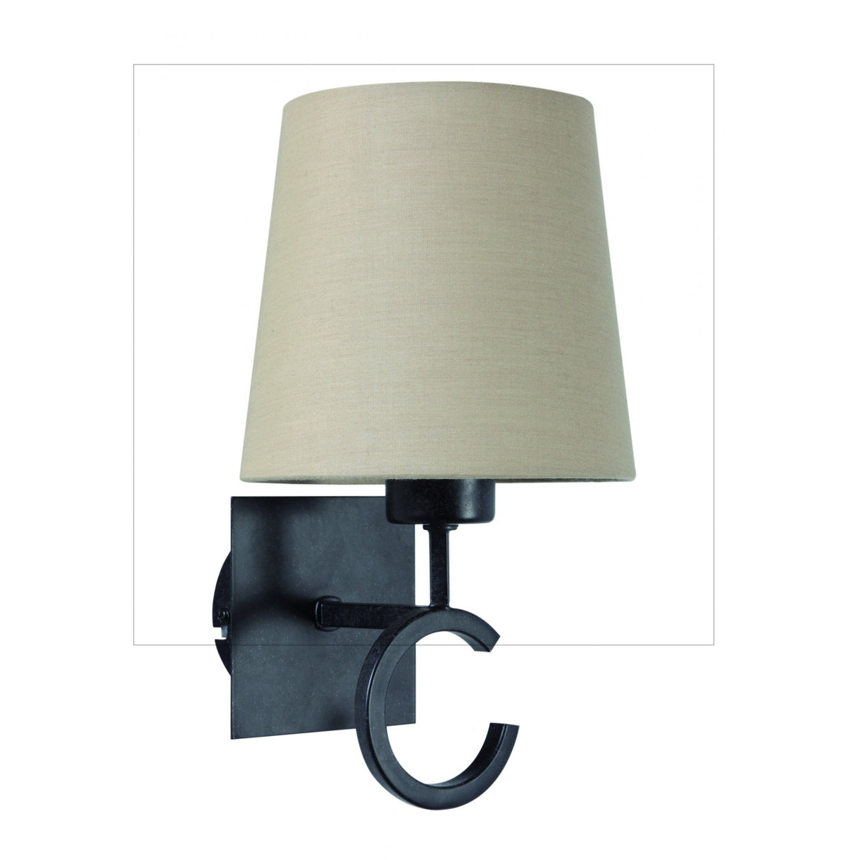 Argi Wall Lamp with Taupe Fabric Shade and Brown Oxide Finish by Jose Ignacio Ballester