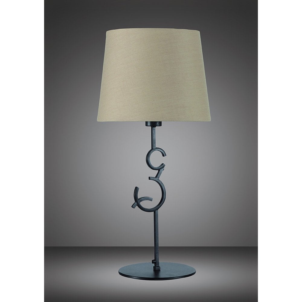 Argi Large E27 Table Lamp with Taupe Shade in Brown Oxide Finish