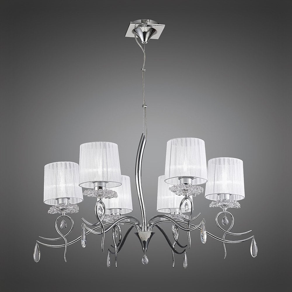 Elegant Habana White Shade with Polished Chrome and Crystal Accents for Floor Lamps