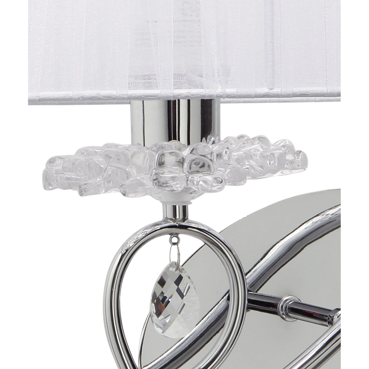 Elegant Louise Dual Light Wall Sconce with White Shade and Crystal Accents in Polished Chrome Finish