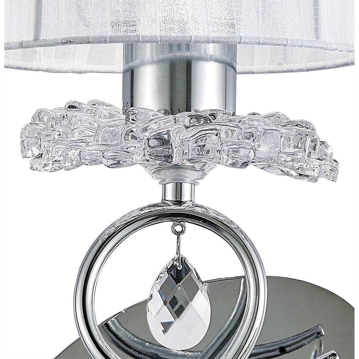 Elegant Louise Polished Chrome Wall Lamp with White Shade and Clear Crystal Detailing