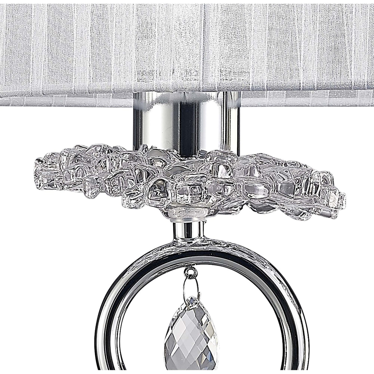 Louise Elegant Chrome and Crystal Table Lamp with White Shade