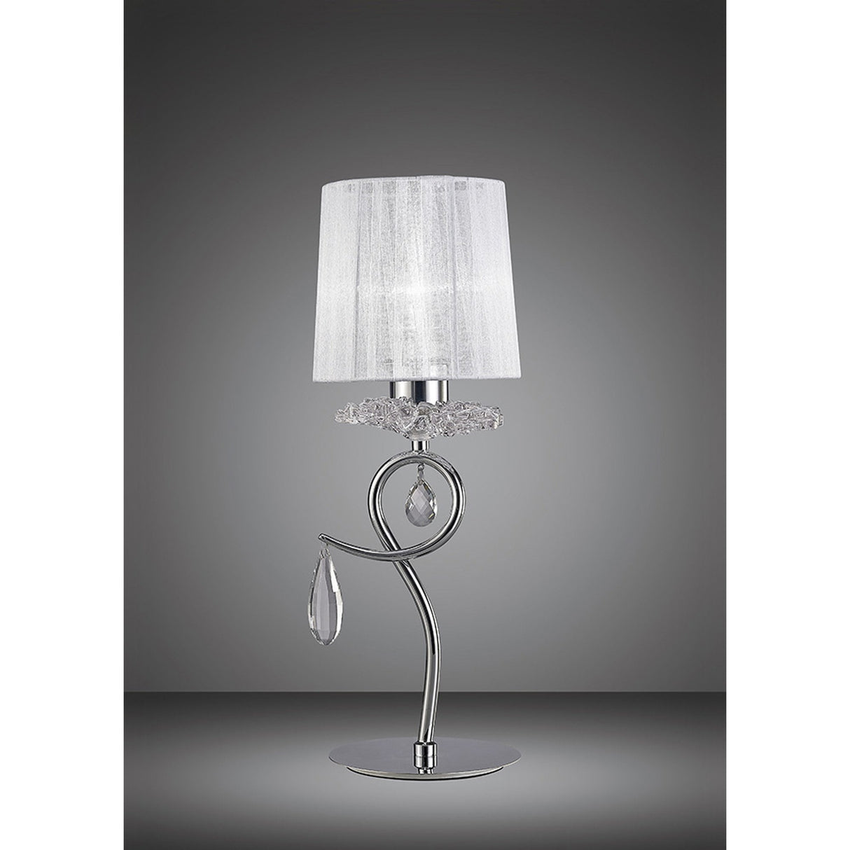 Louise Elegant Table Lamp with White Shade and Polished Chrome Details
