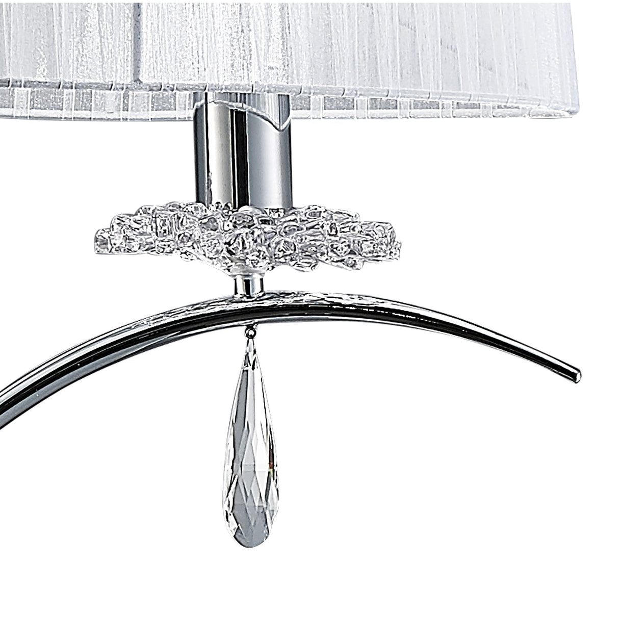 Louise Elegant Crystal Floor Lamp with White Shade and Polished Chrome Finish