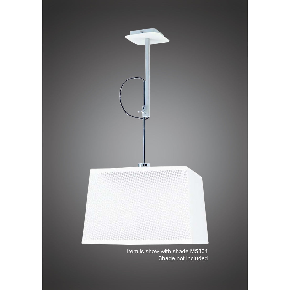 Habana Adjustable Pendant Light in White and Chrome, E27 Base, No Shade