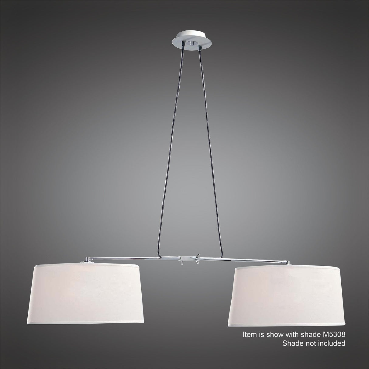 Dual Light Adjustable Pendant - Habana Collection, Matt White/Polished Chrome Finish