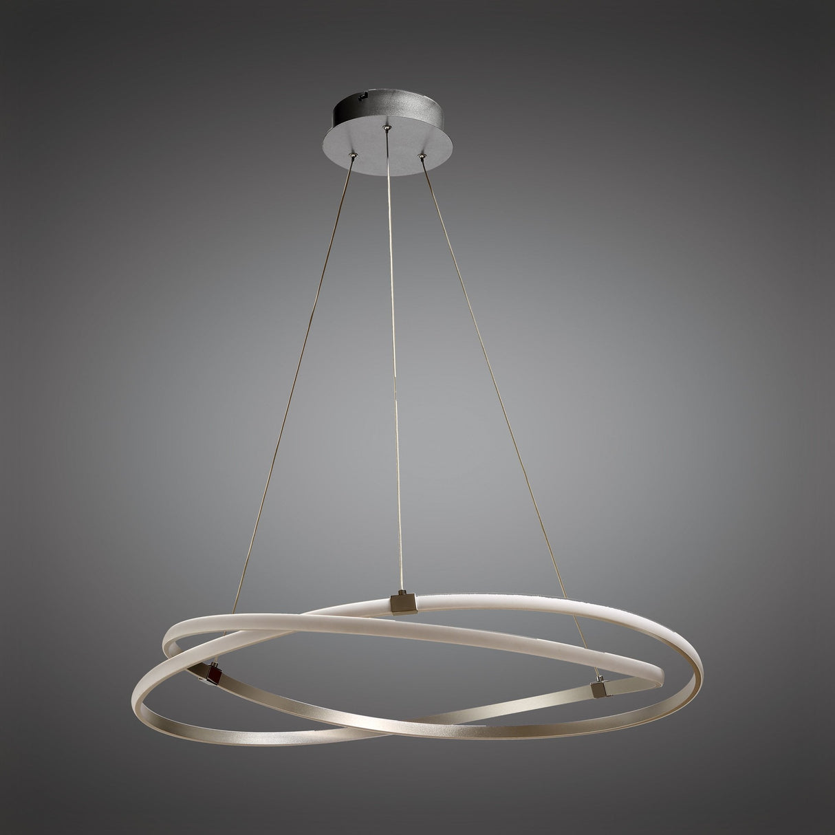 Infinity Pendant Light, 42W LED, 3000K Warm White, Silver Chrome Finish with White Acrylic, Designer: Jose Ignacio Ballester