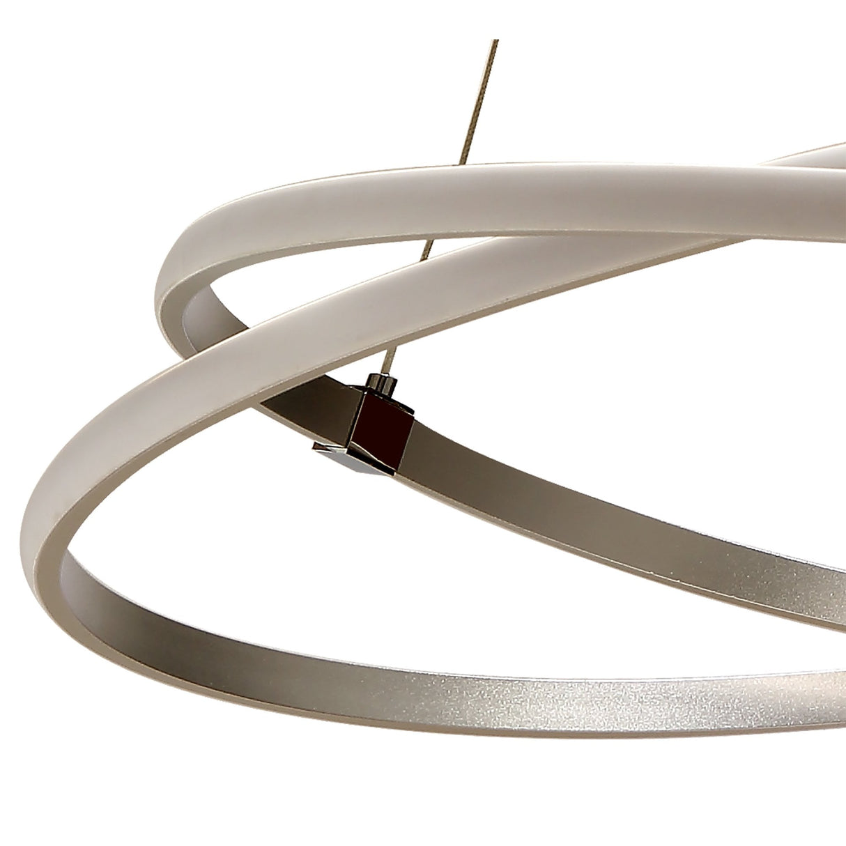 Infinity Pendant Light, 42W LED, 3000K Warm White, Silver Chrome Finish with White Acrylic, Designer: Jose Ignacio Ballester