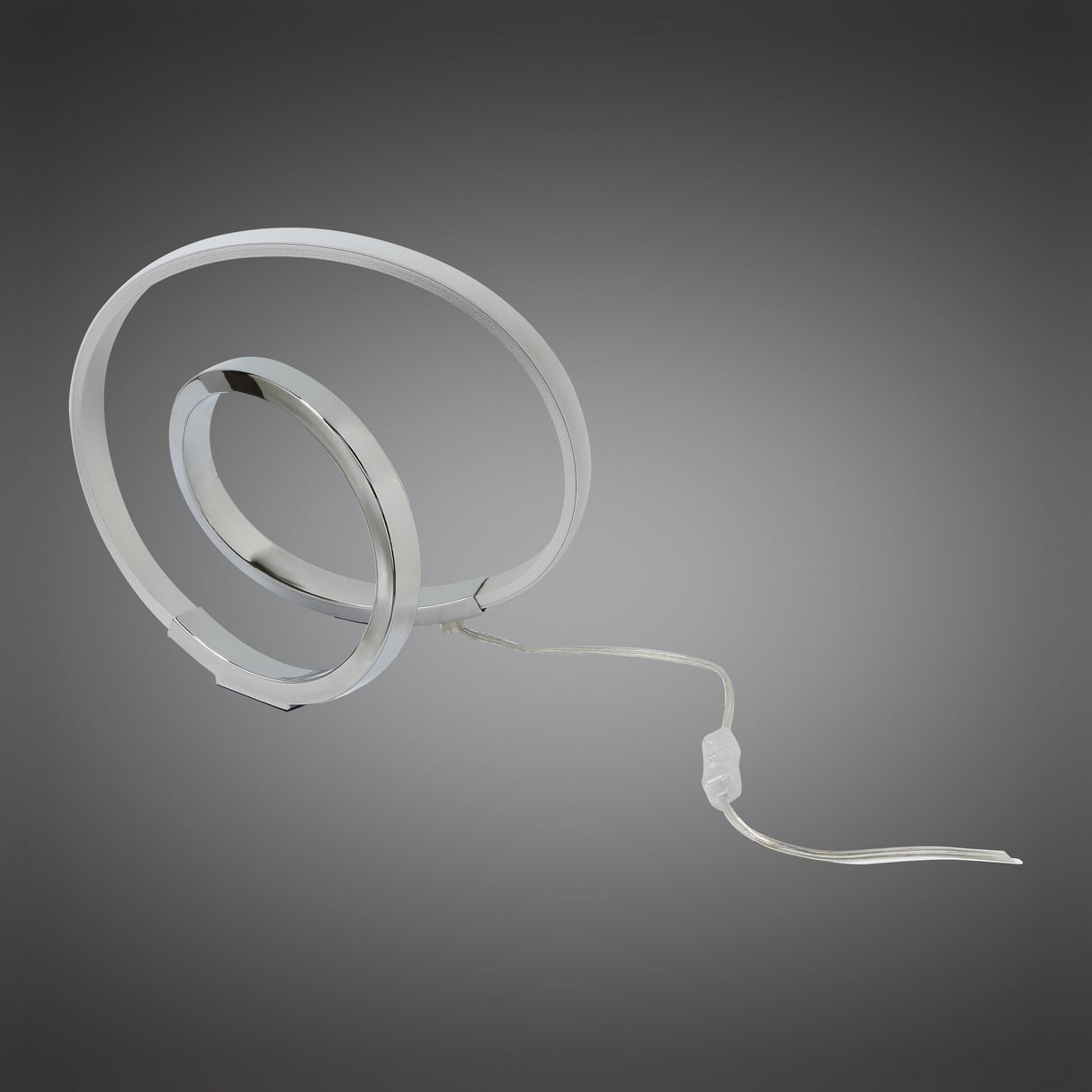 Sculptural Infinity LED Table Lamp - 12W, 3000K, Polished Chrome & White Acrylic, 3-Year Warranty