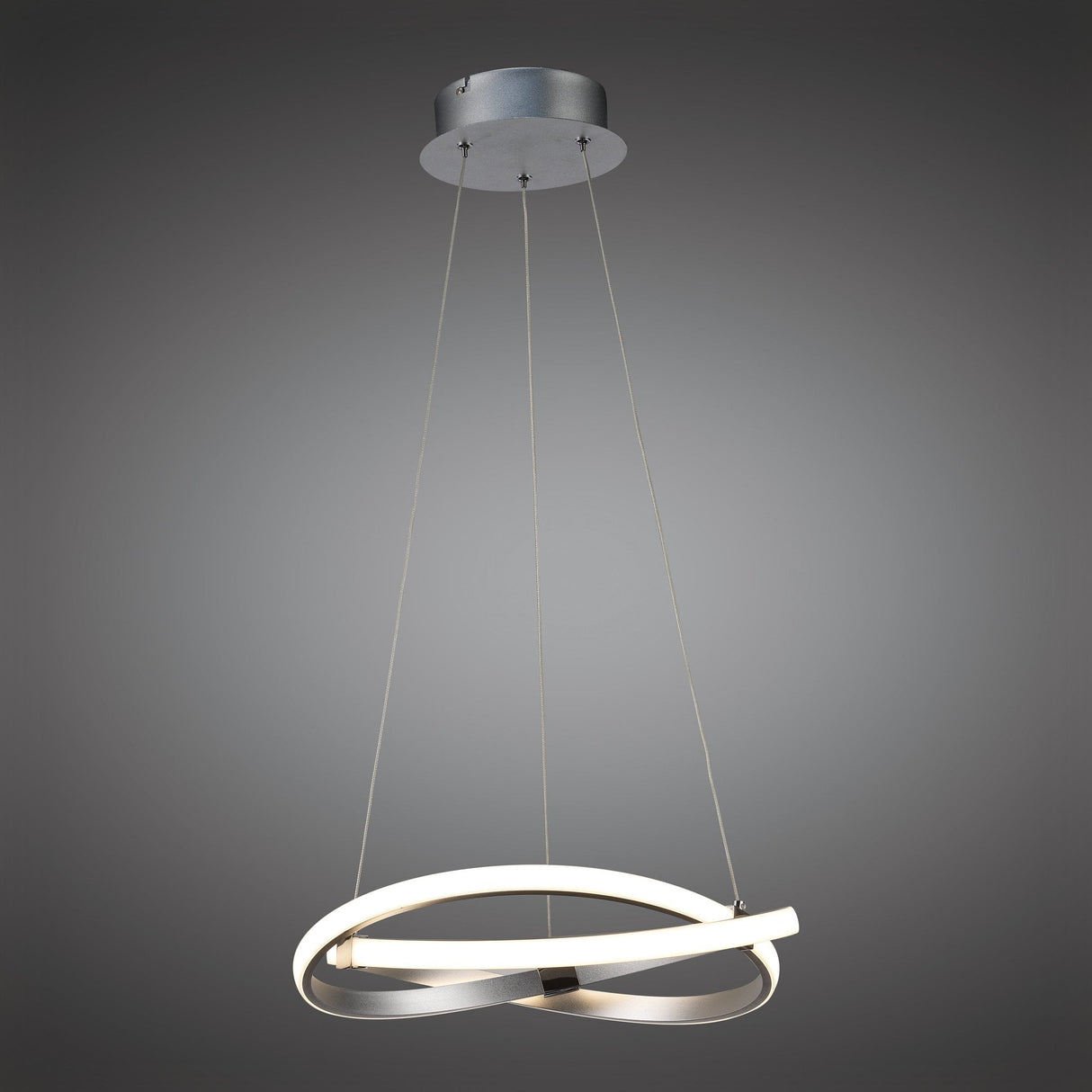 Infinity Pendant LED Light - 3000K Warm White, 30W, Silver/Chrome with Acrylic Diffuser