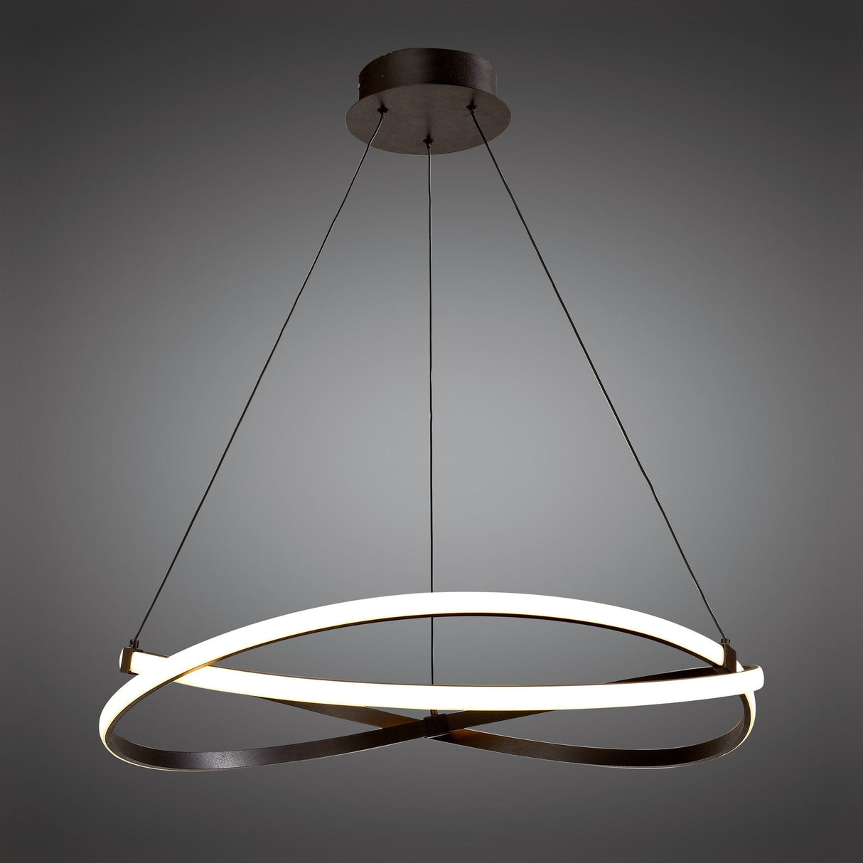 Infinity Pendant Lamp: 42W LED, 2800K Warm Light, Brown Oxide and White Acrylic Design