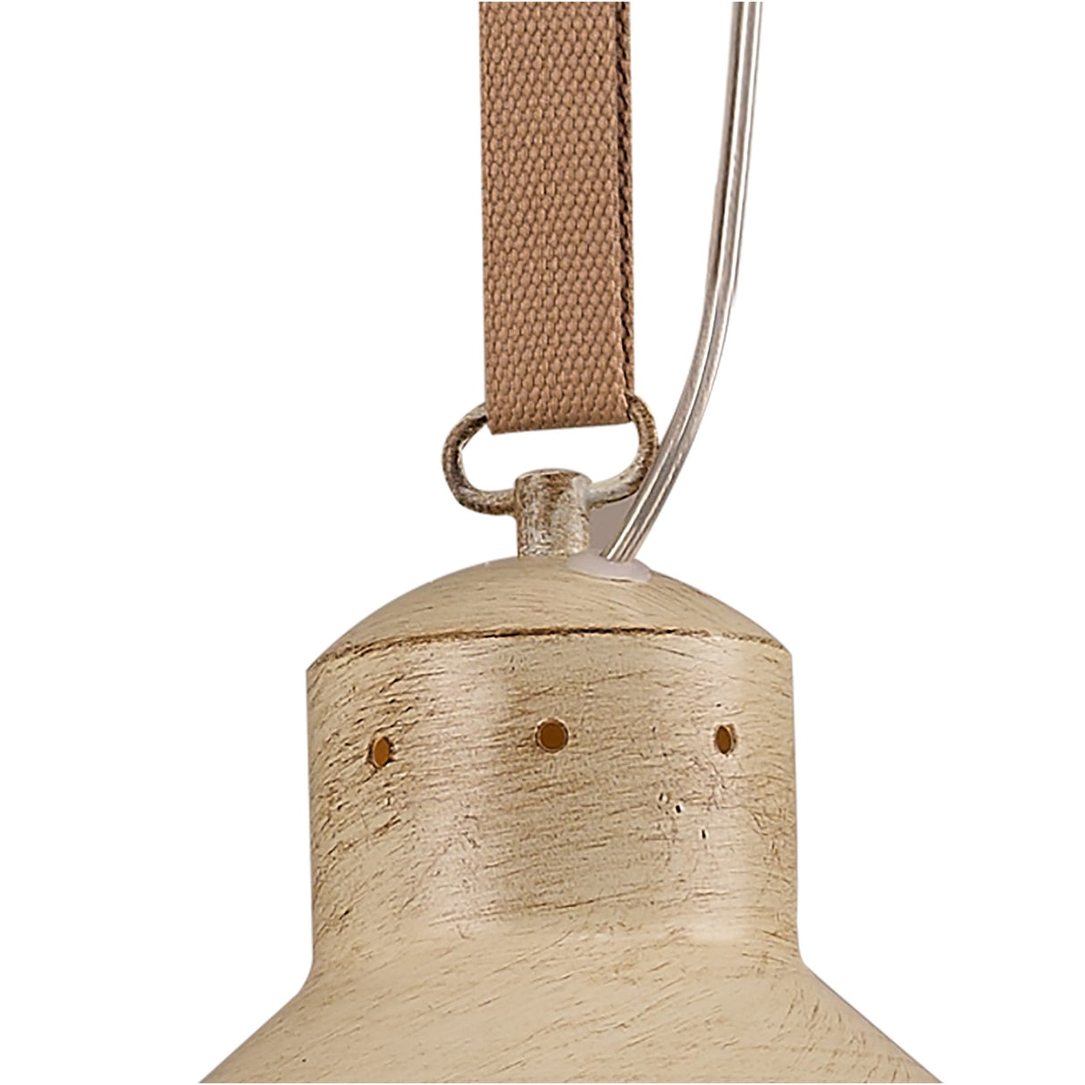Retro Industrial Ceiling Pendant Light with Sand Metal Finish and Beige Fabric Strap, Adjustable Drop