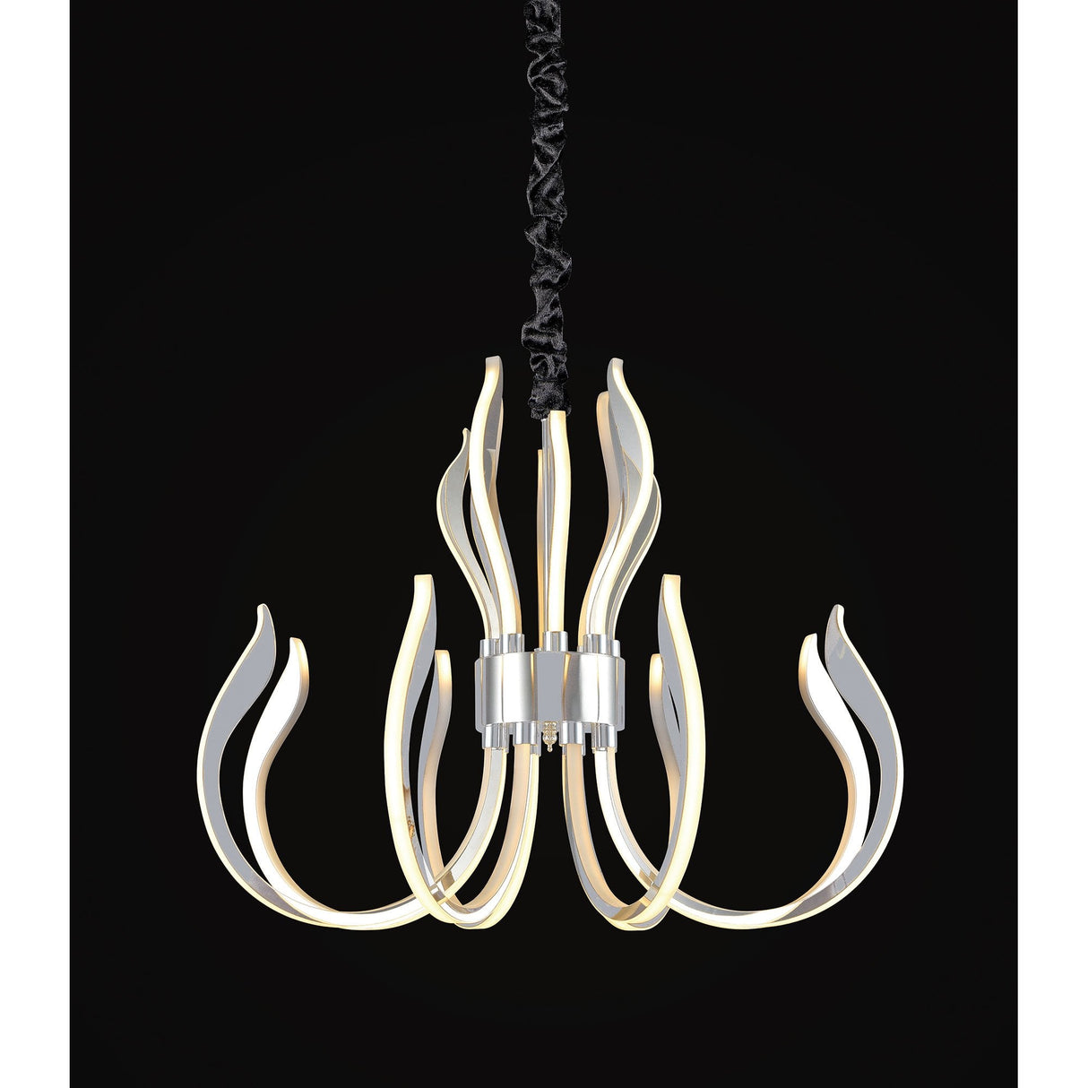 Versailles Flame-Inspired LED Pendant Light, 155W, 7461lm, Warm White 3000K, Chrome/Acrylic, 3-Year Warranty