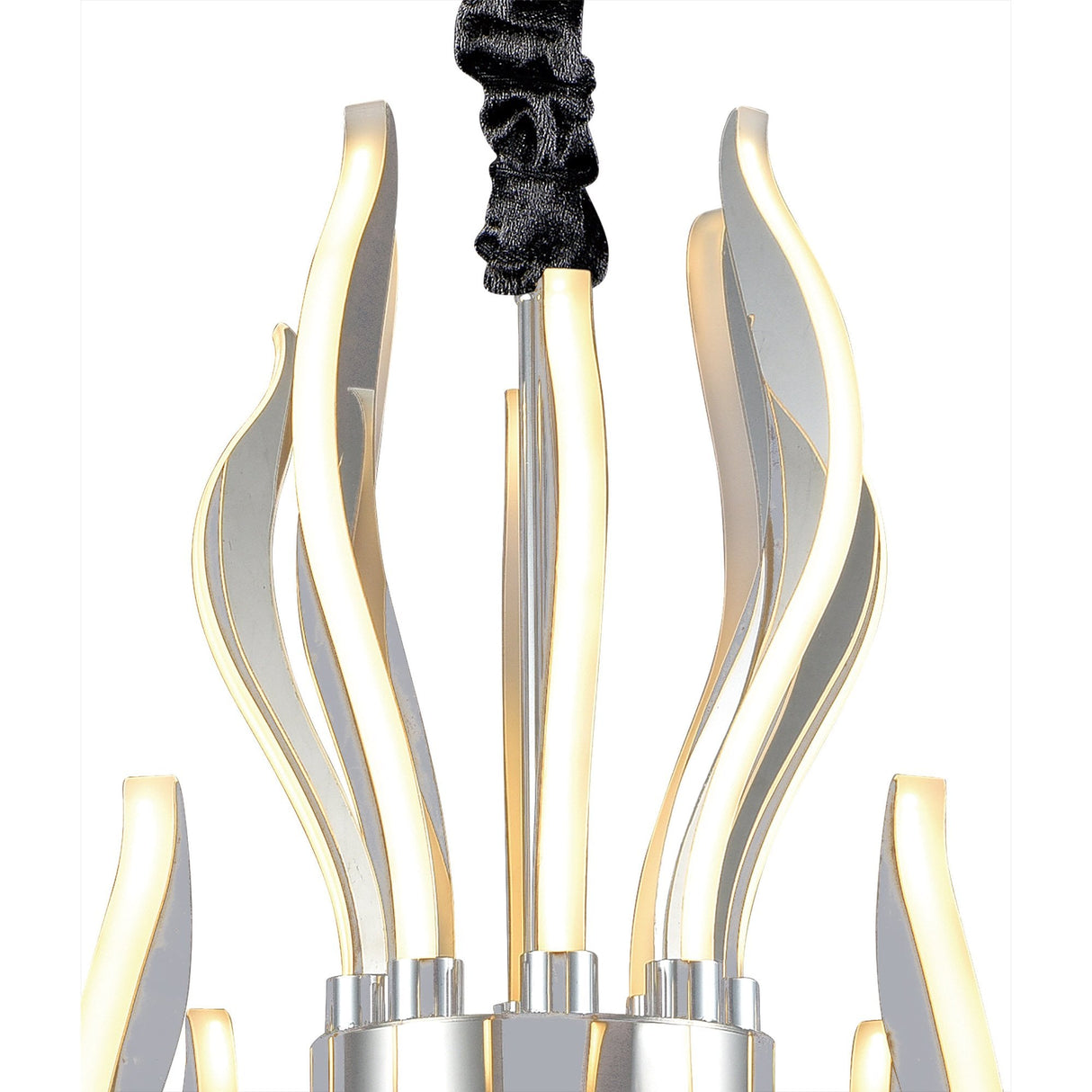 Versailles Flame-Inspired LED Pendant Light, 155W, 7461lm, Warm White 3000K, Chrome/Acrylic, 3-Year Warranty