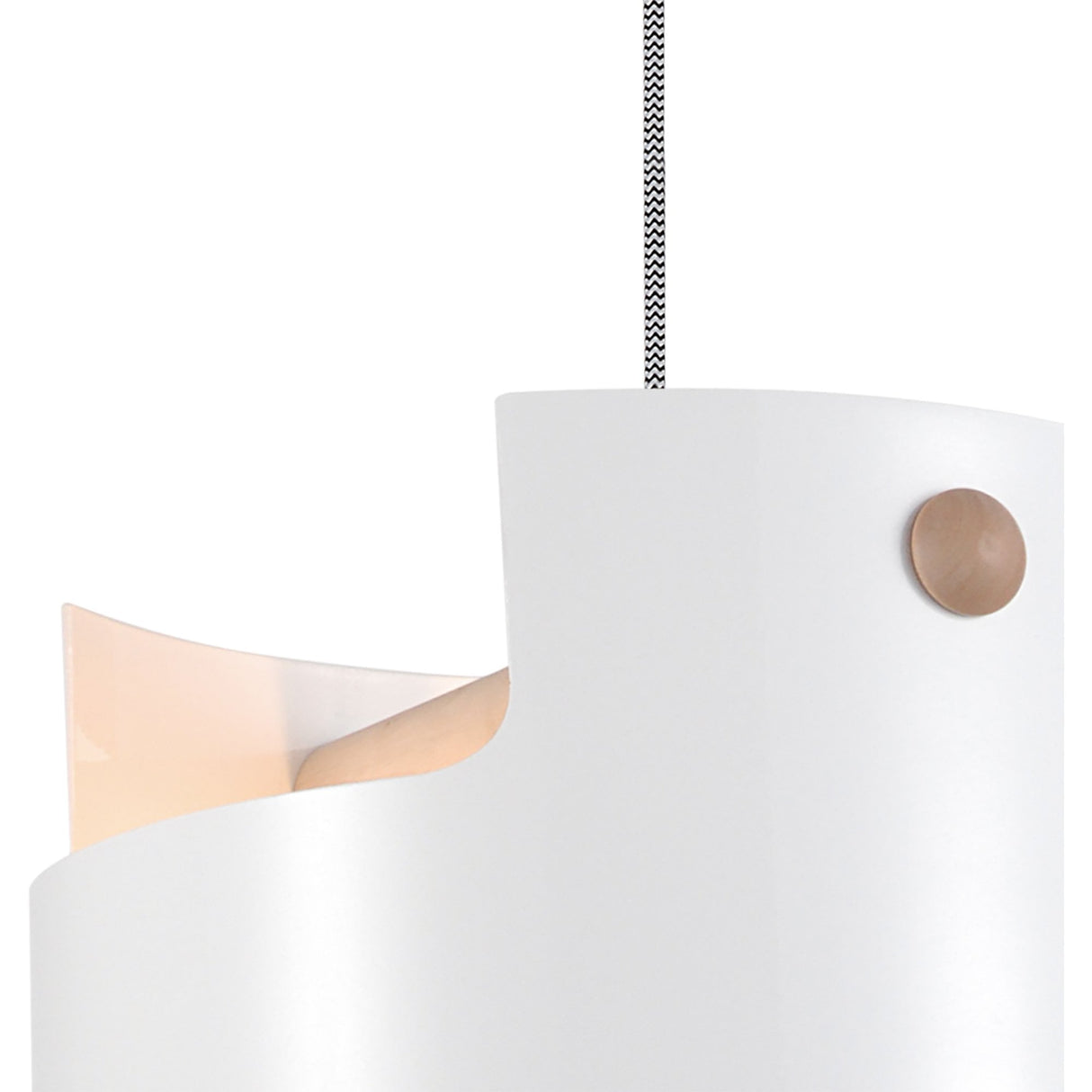 Large White Metal and Wood Cube Pendant Light, 1x40W, Geometric Design by Equipo Mantra