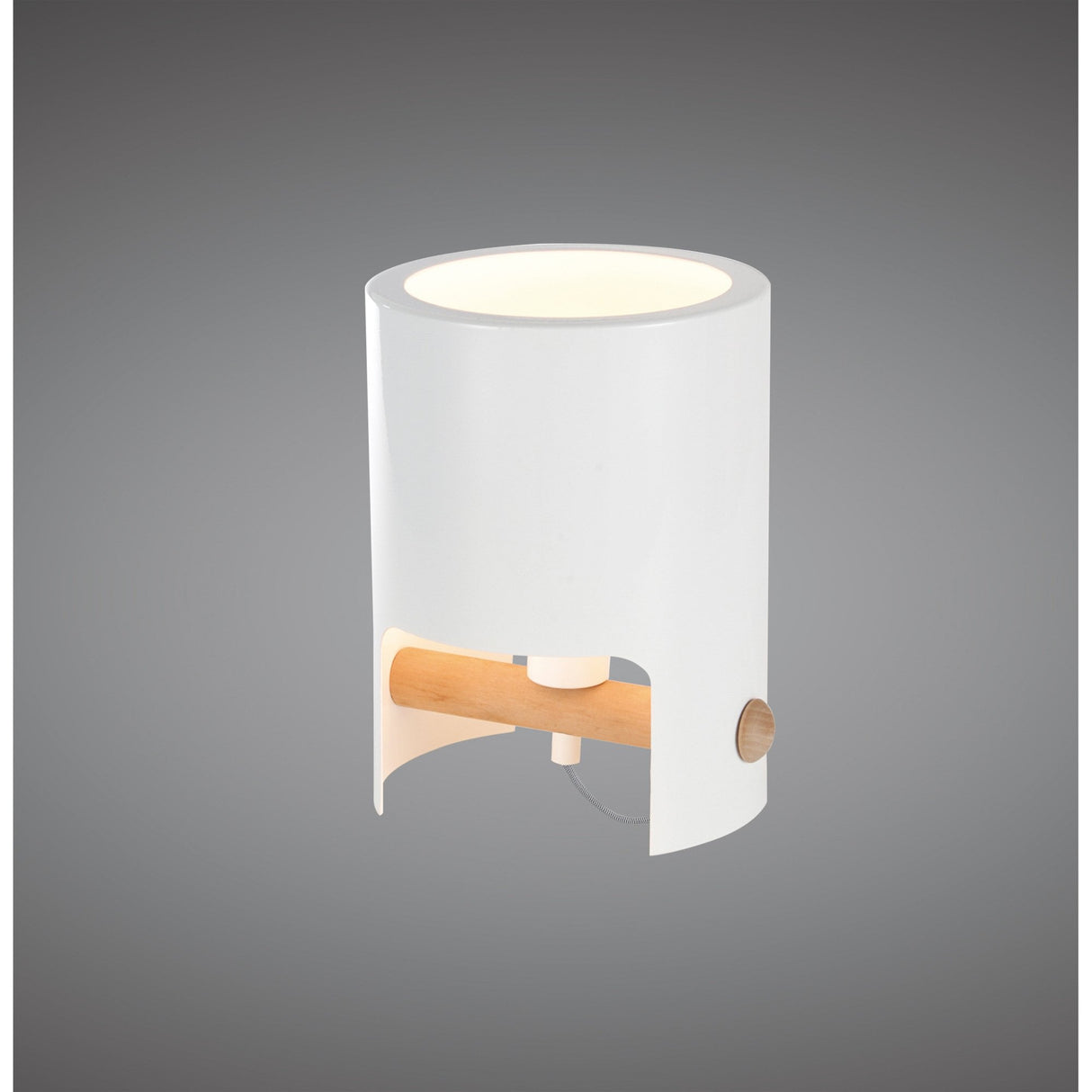 Modern Cube Tall Table Lamp, White Metal and Wood Finish