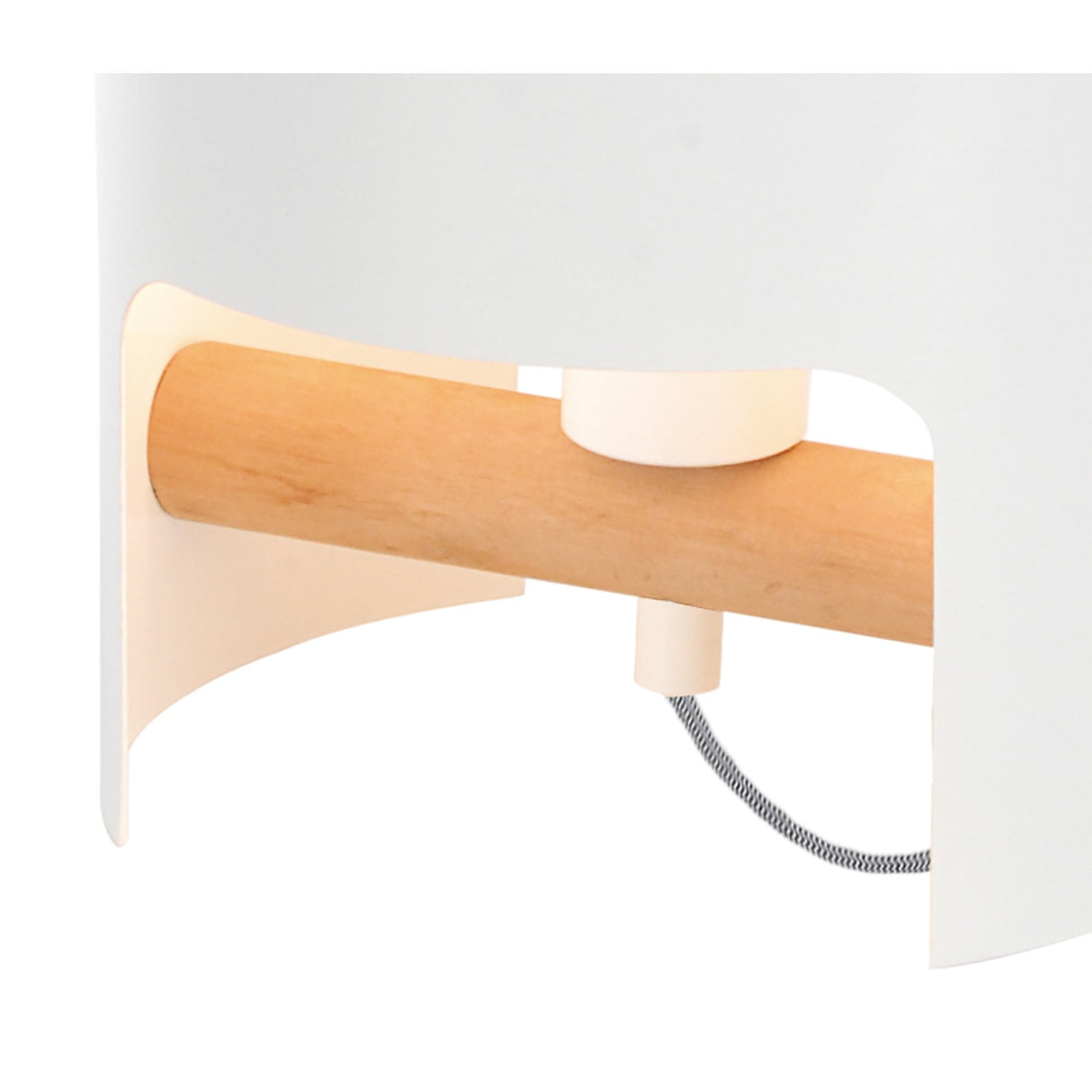 Modern Cube Tall Table Lamp, White Metal and Wood Finish