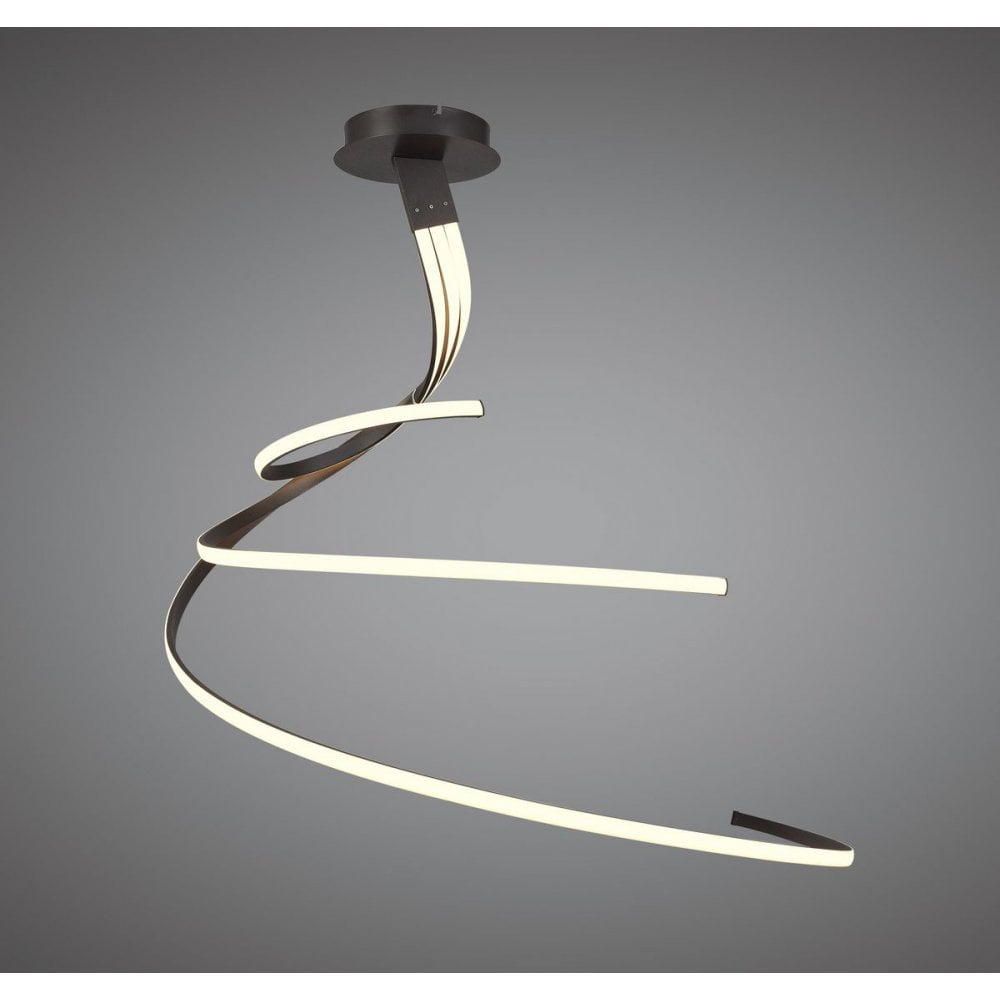 Nur XL Semi Ceiling Light - 80W LED, 2800K Warm White, Frosted Acrylic & Brown Oxide Design