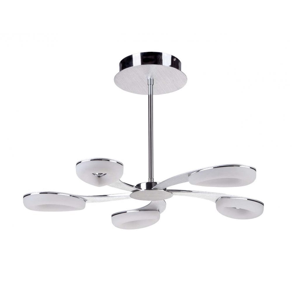 Juno Telescopic LED Chandelier, 3000K Warm White, Satin Aluminium & Polished Chrome, 3-Year Warranty