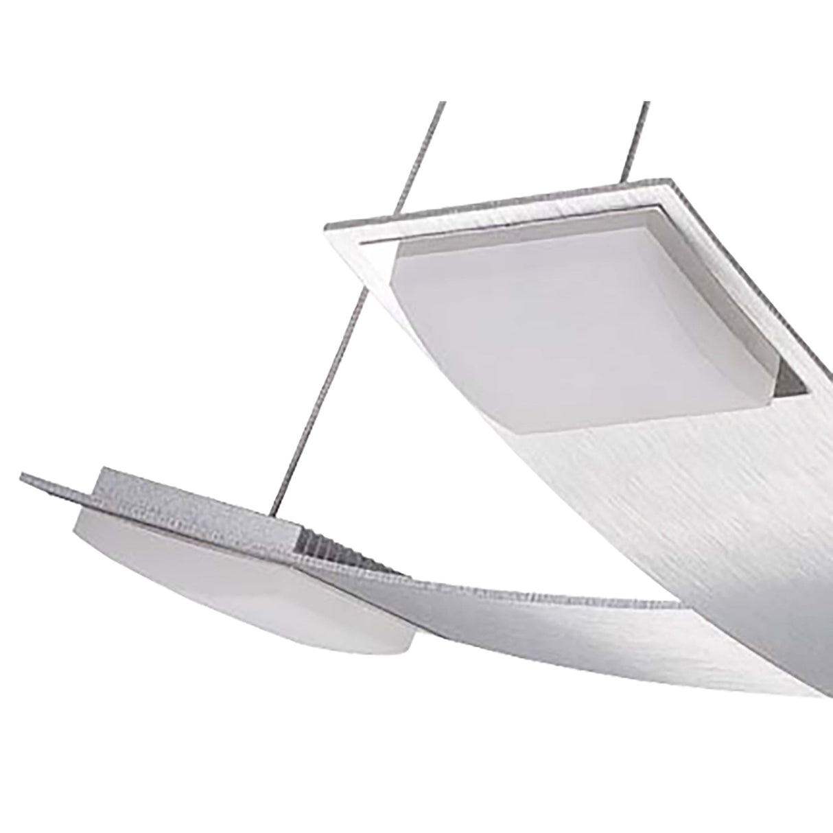 Thea Pendant Modern Hammock LED Light Fixture, 4x28W, Satin Aluminium with Frosted Acrylic
